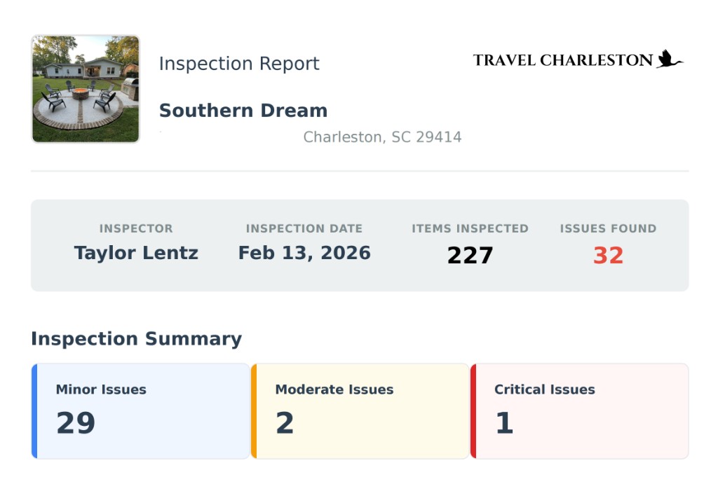 Example inspection report for Southern Dream